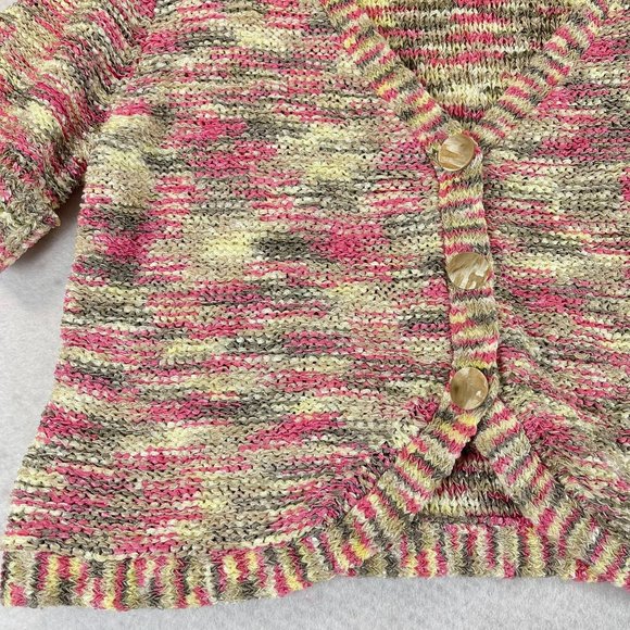 Vintage ANNE KLEIN Womens M Multi Knit Short Sleeve Button Up Cardigan Sweater - Picture 5 of 7